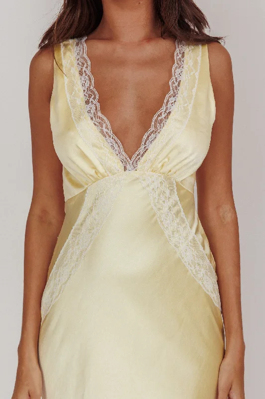 Ivonne Lace Trim V-Neck Maxi Dress Butter