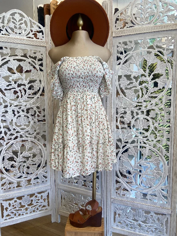 Ivory Floral Smocked Dress