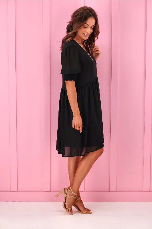 Jane James Juniper Balloon Sleeve Dress Black