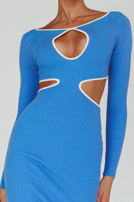 Jovie Keyhole Knit Midi Dress Blue