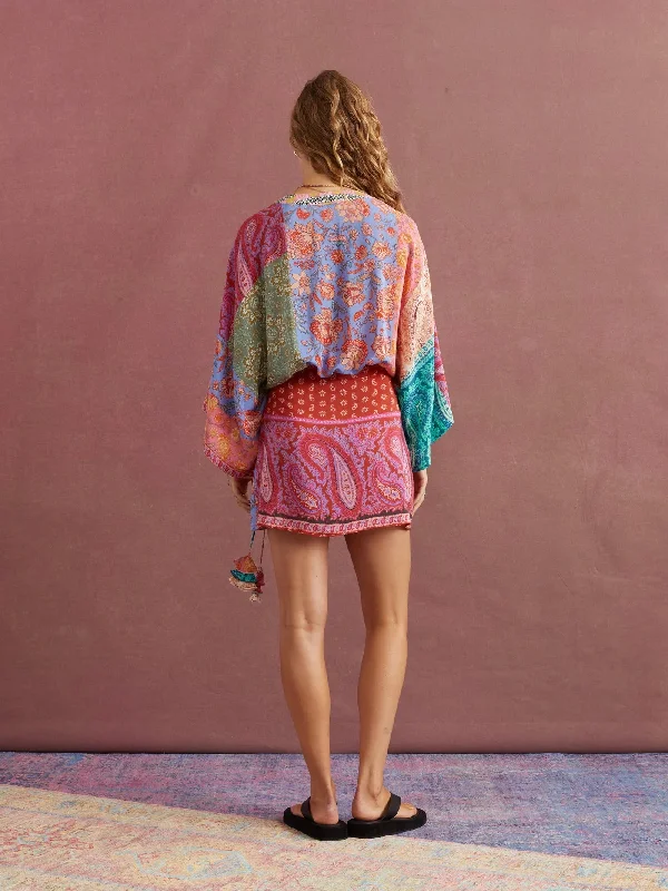 Kaleido Silk Robe Mini Dress