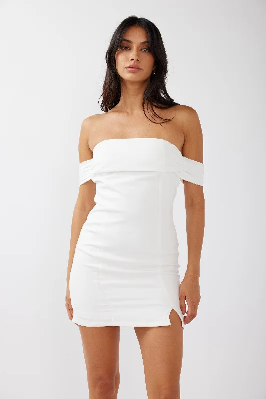 Kassie Off-Shoulder Mini Dress Off White