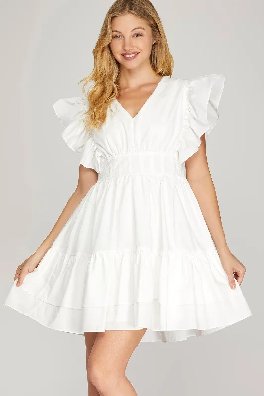 Kimmie Ruffle Sleeve Tiered Dress