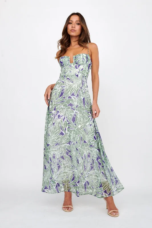 Kindred Love Gathered Bust Maxi Dress Blue