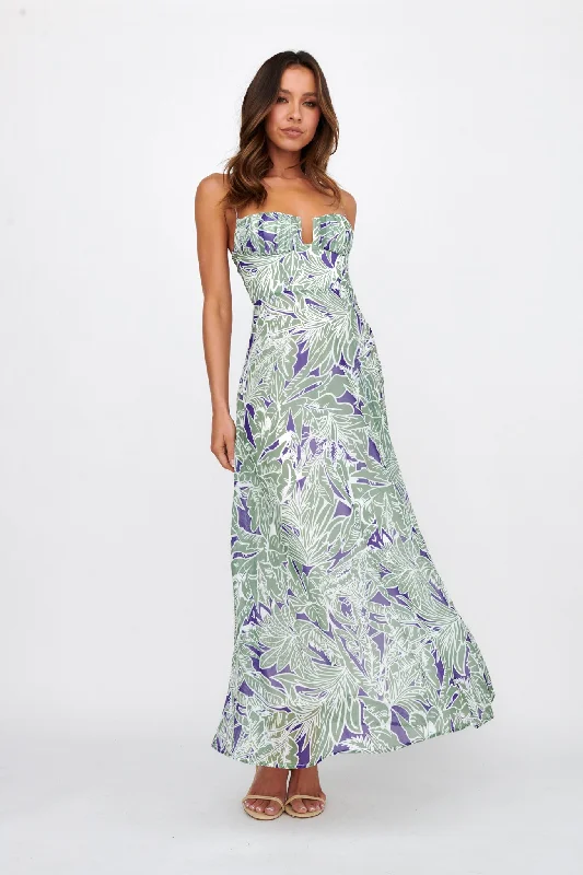 Kindred Love Gathered Bust Maxi Dress Blue