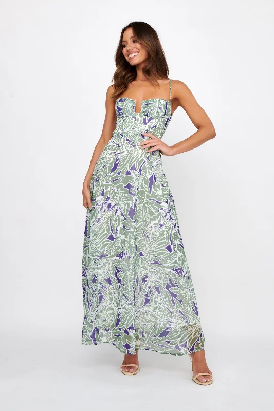 Kindred Love Gathered Bust Maxi Dress Blue