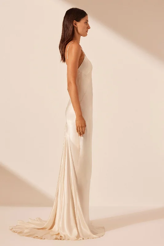 LA LUNE LOW BACK MAXI DRESS - CREAM