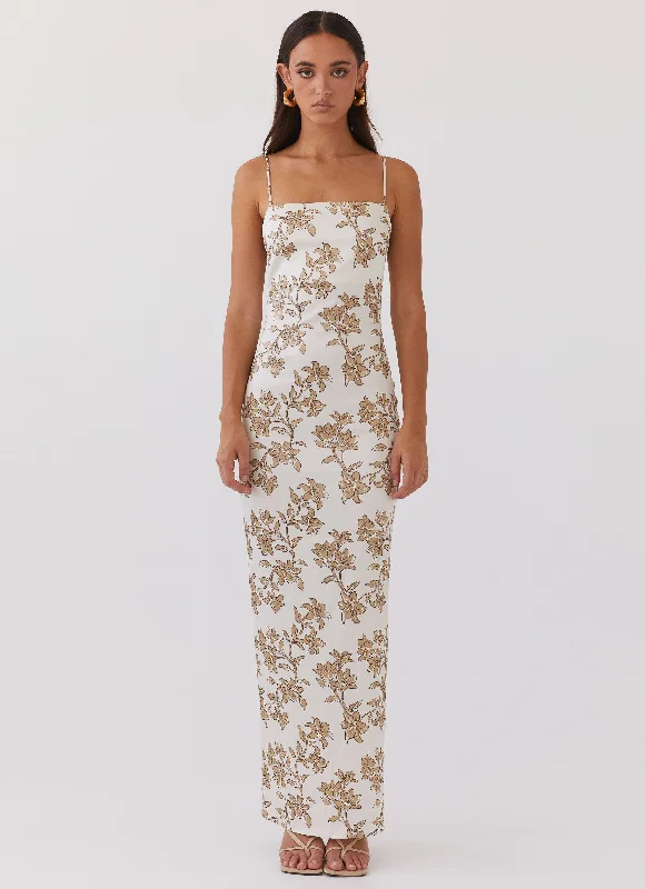 Lara Satin Maxi Dress - Hazel Bloom