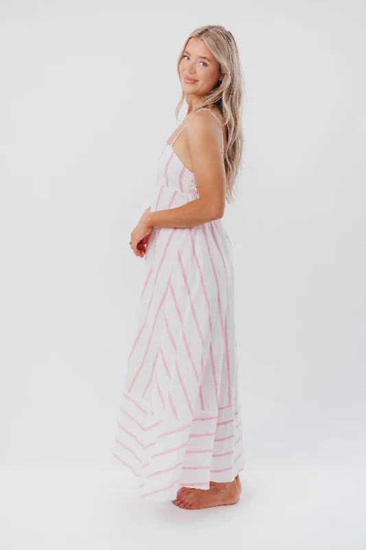 Poppy Striped Maxi Dress in Pink Stripes