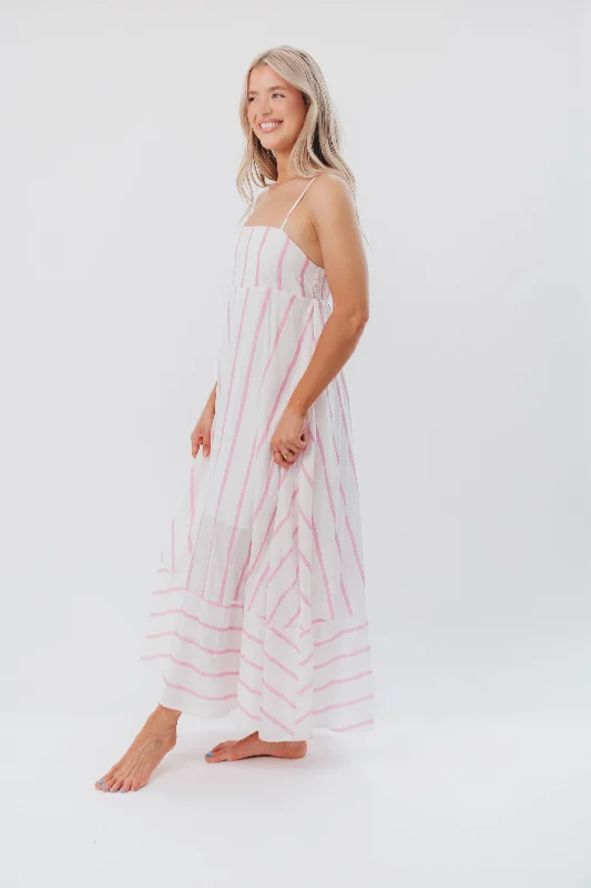 Poppy Striped Maxi Dress in Pink Stripes