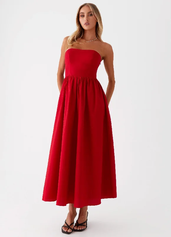 Love Me Later Midi Dress - Red