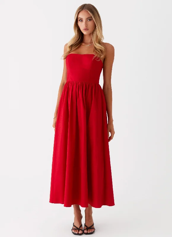 Love Me Later Midi Dress - Red