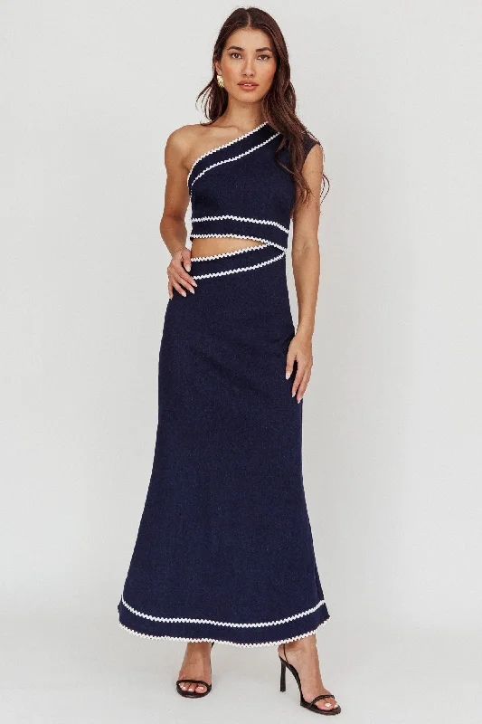 Mahli One-Shoulder Cut-Out Maxi Dress Dark Denim