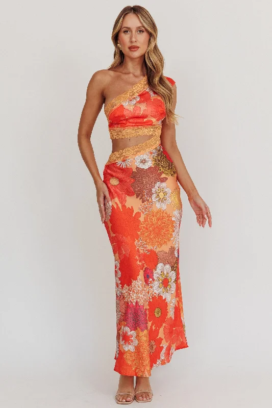 Mahli One-Shoulder Cut-Out Maxi Dress Floral