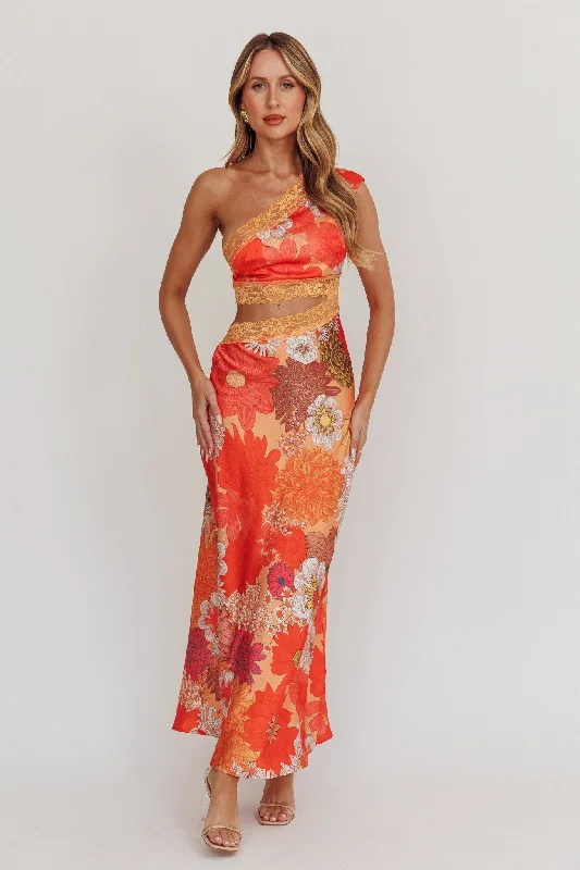 Mahli One-Shoulder Cut-Out Maxi Dress Floral