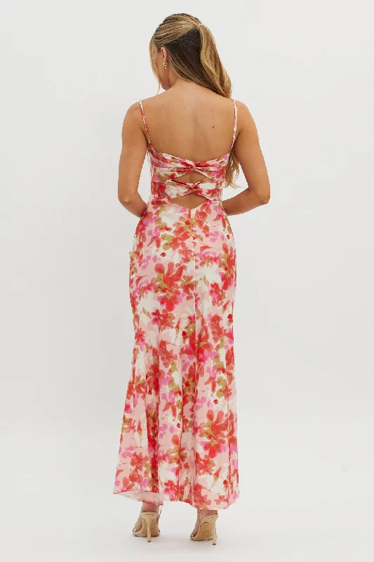 Marianna Twist Back Maxi Dress Pink