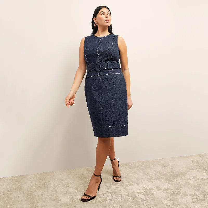 Maude Dress - Stretch Denim Suiting  :: Dark Wash