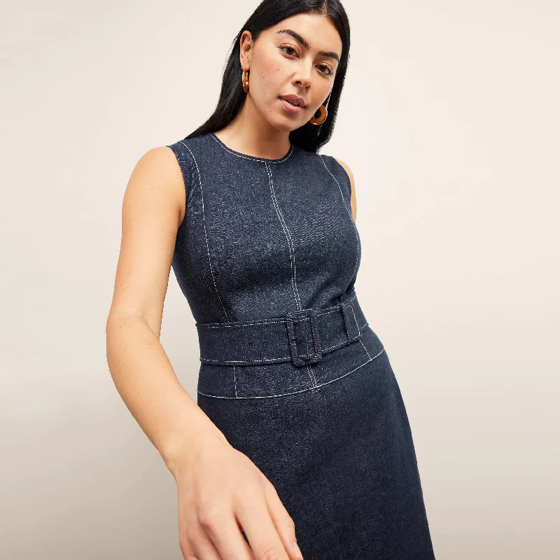 Maude Dress - Stretch Denim Suiting  :: Dark Wash