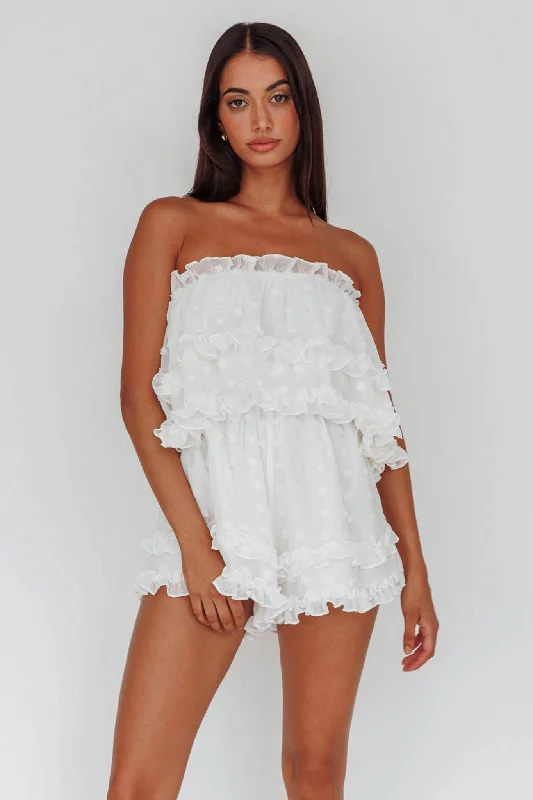 Memories Tiered Bust Frill Trim Romper White