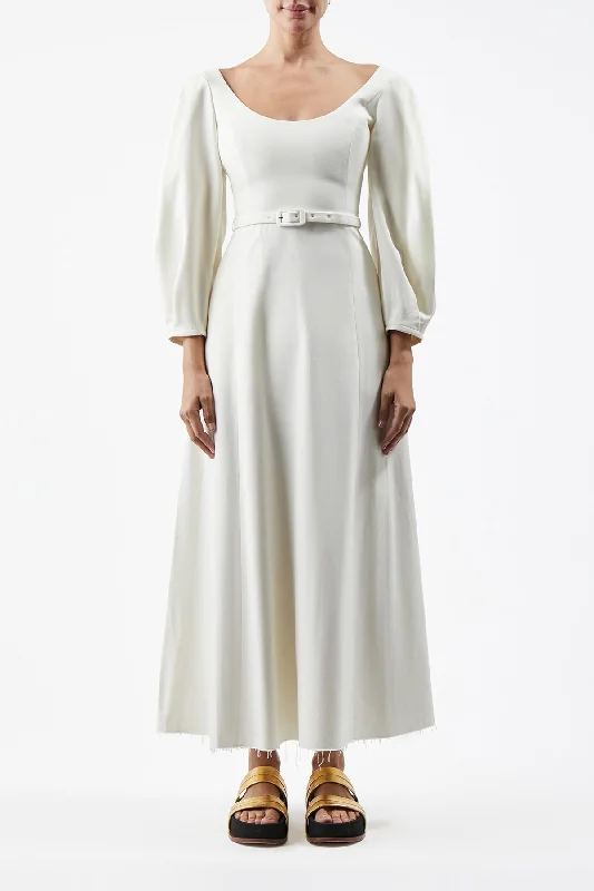 Mena Dress in Ivory Washed Silk