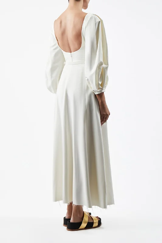 Mena Dress in Ivory Washed Silk