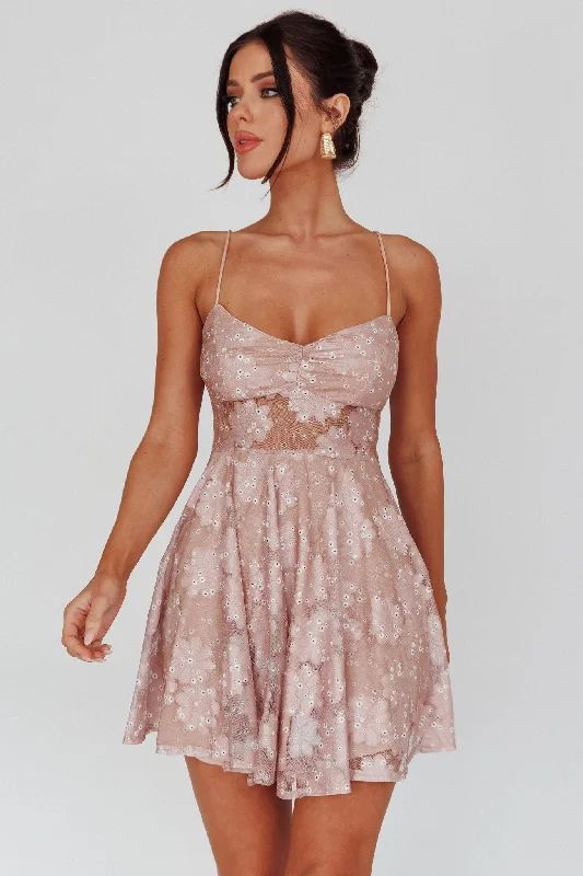 Merida Lace-Up Back Dress Floral Blush