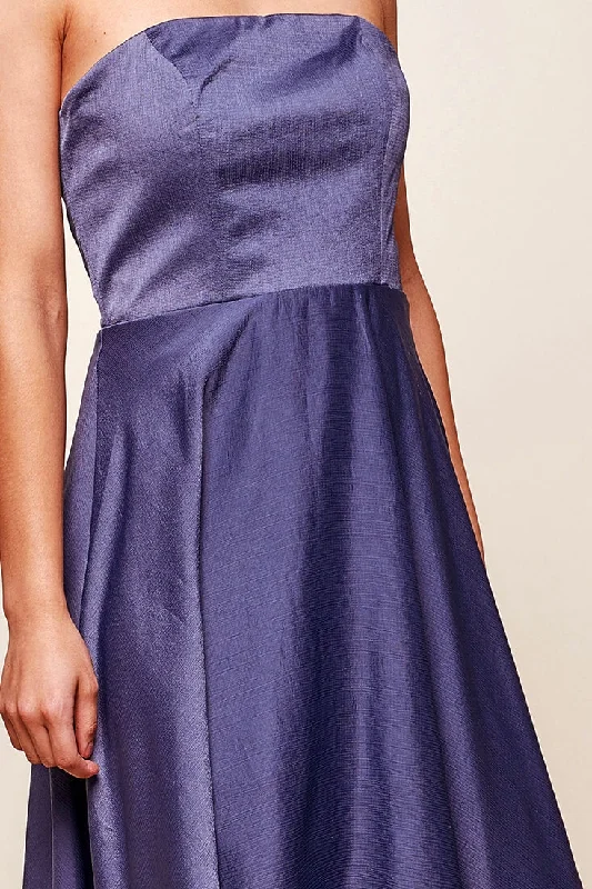 Mia Strapless A-Line Midi Dress Midnight Blue