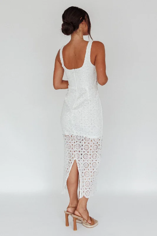 Milano Crochet Lace Midi Dress White