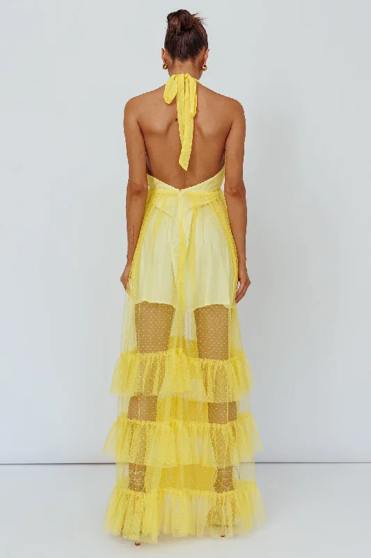 Moonlight Sonata Ruffle Mesh Maxi Dress Hail Spot Lemon