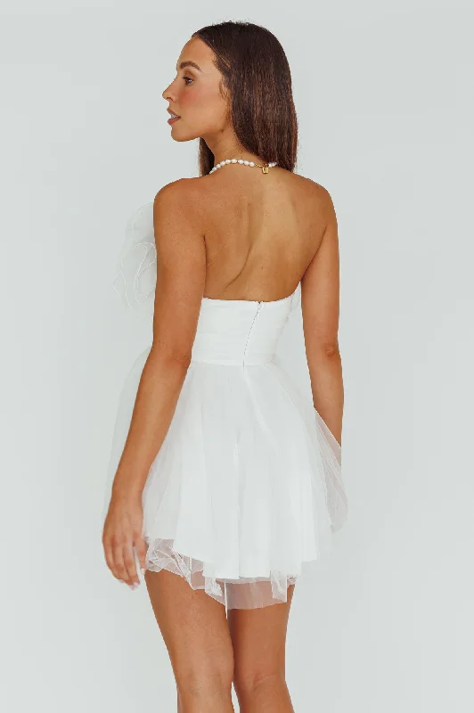 My Beloved Organza Frill Mini Dress White