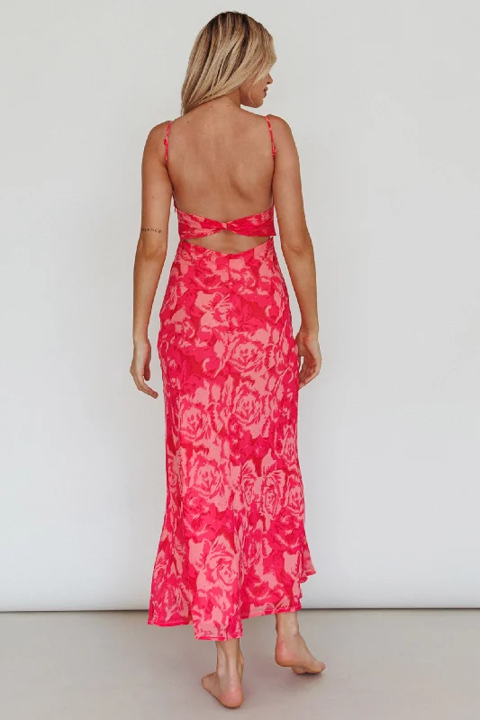 Nerida Twist Back Maxi Dress Swirl Pink