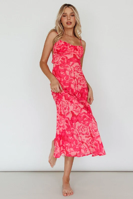 Nerida Twist Back Maxi Dress Swirl Pink