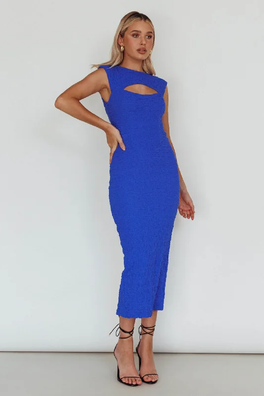 Osaka Lace-Up Back Midi Dress Cobalt