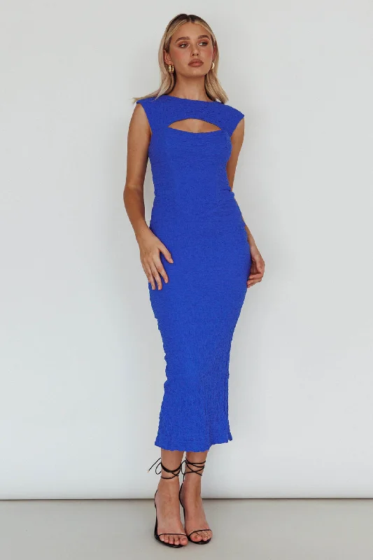 Osaka Lace-Up Back Midi Dress Cobalt