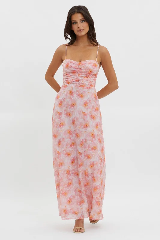 Our Song Ruched Bodice Maxi Dress Orange