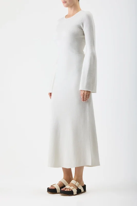 Palanco Knit Dress in White Merino Wool Cashmere