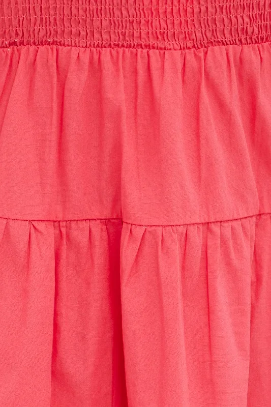 Pink Fit And Flare Dress Mini Sweetheart Poplin