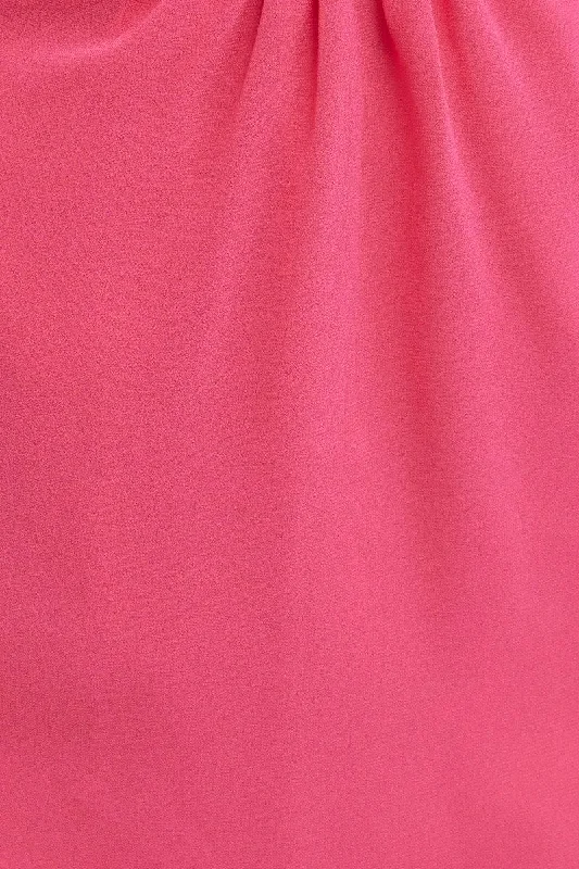 Pink Fuchsia One Shoulder Ring Detail Dress