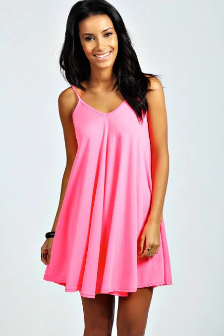 Pink Strappy Swing Dress