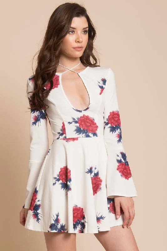 Quinn Floral Fit and Flare Dress White