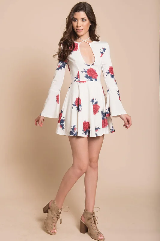 Quinn Floral Fit and Flare Dress White