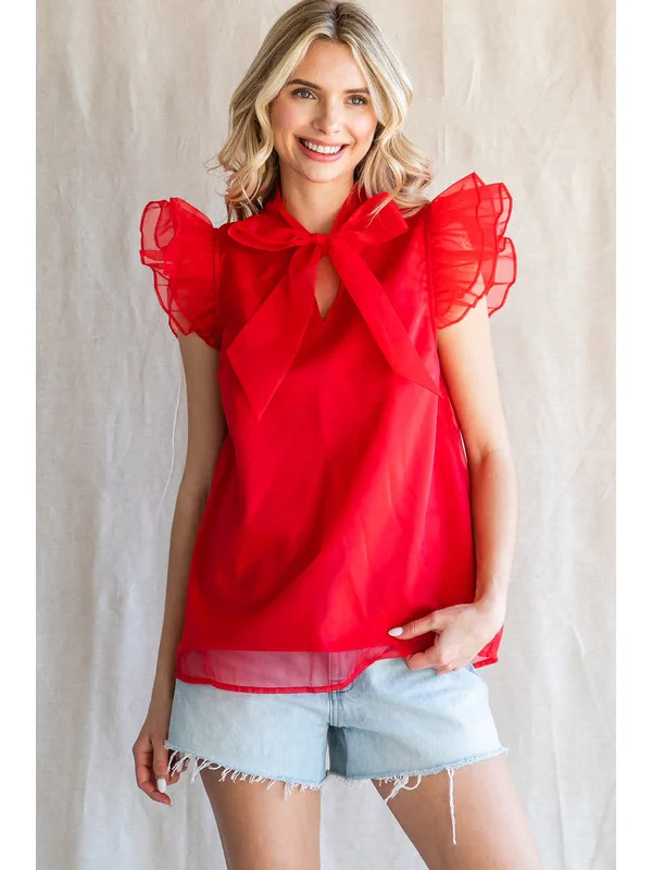 Red Wrapped & Ready Blouse