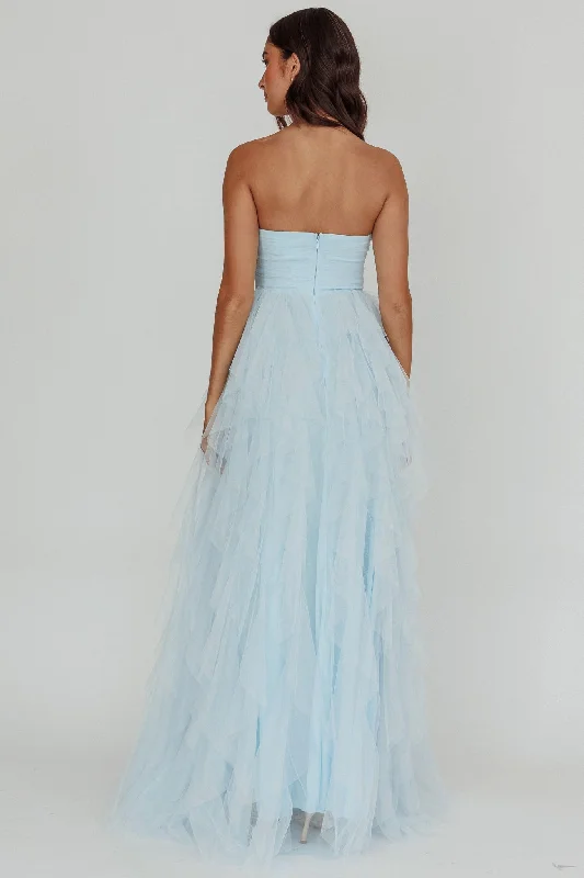 Rori Tulle Cascade Maxi Dress Blue