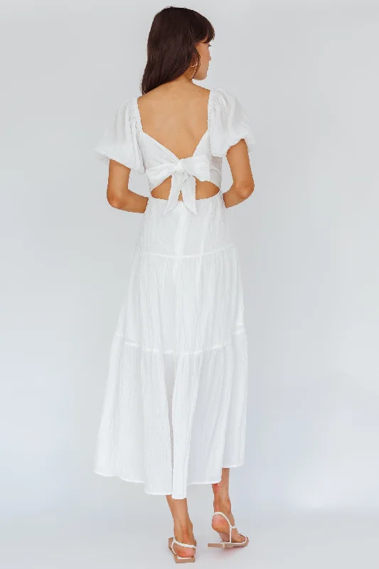 Royce Bow Back Midi Dress White