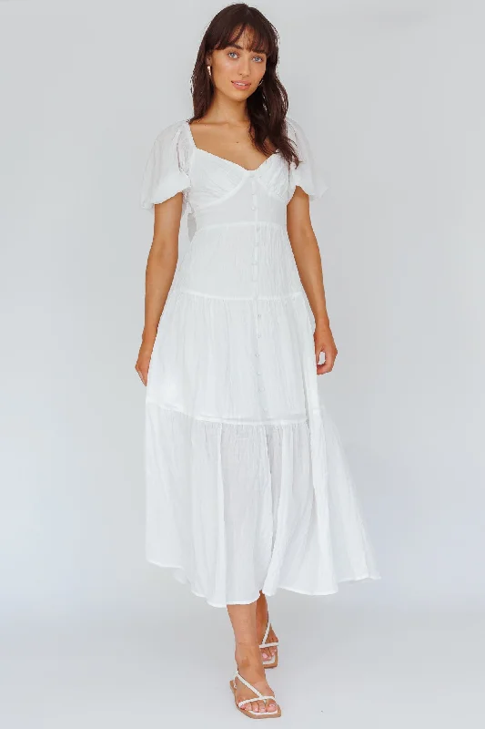 Royce Bow Back Midi Dress White