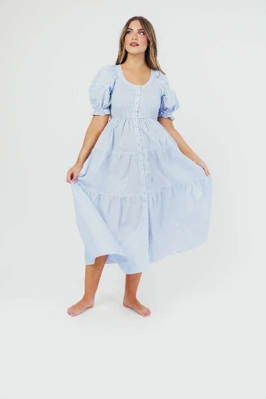 Lane Combination Midi Dress in Blue - Bump & Nursing Friendly