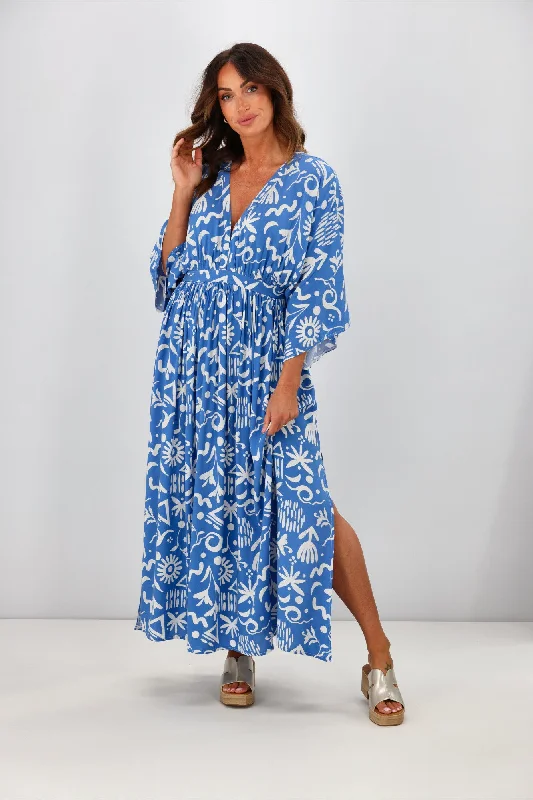 Salty Bright Camilla Dress Blue Print