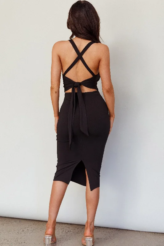 Samba Criss-Cross Back Midi Dress Black