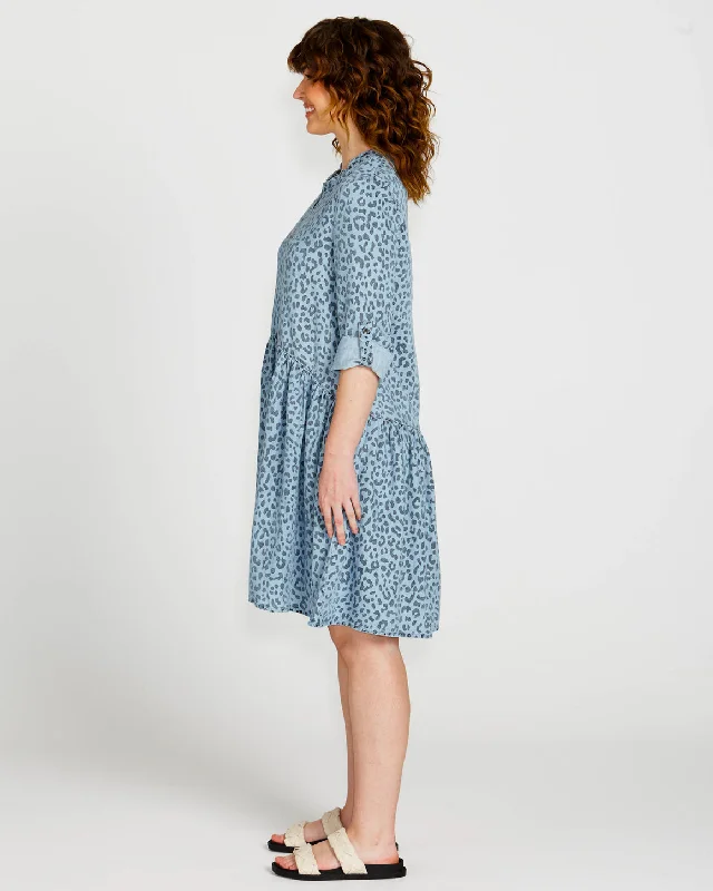 Sass Zahlia Shirt Dress Denim Cheetah