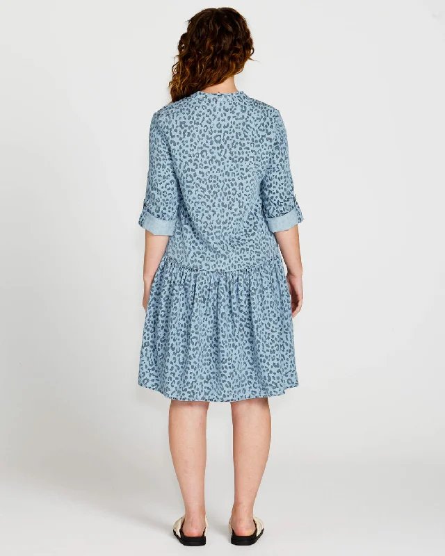 Sass Zahlia Shirt Dress Denim Cheetah